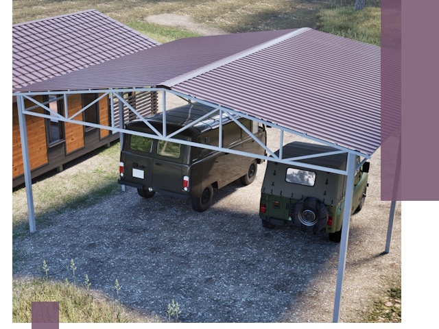 Двускатные навесы под ключ в Устях-Джегуте — изготовление и монтаж